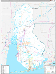 Daphne-Fairhope-Foley Metro Area Wall Map Premium Style 2026